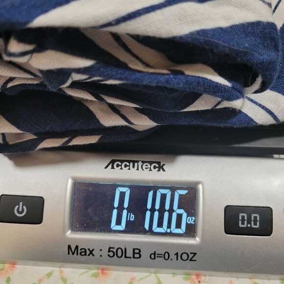 Lands' End Size Medium Womens Blue White Striped Sleeveless Linen Swing Dress - Picture 3 of 7